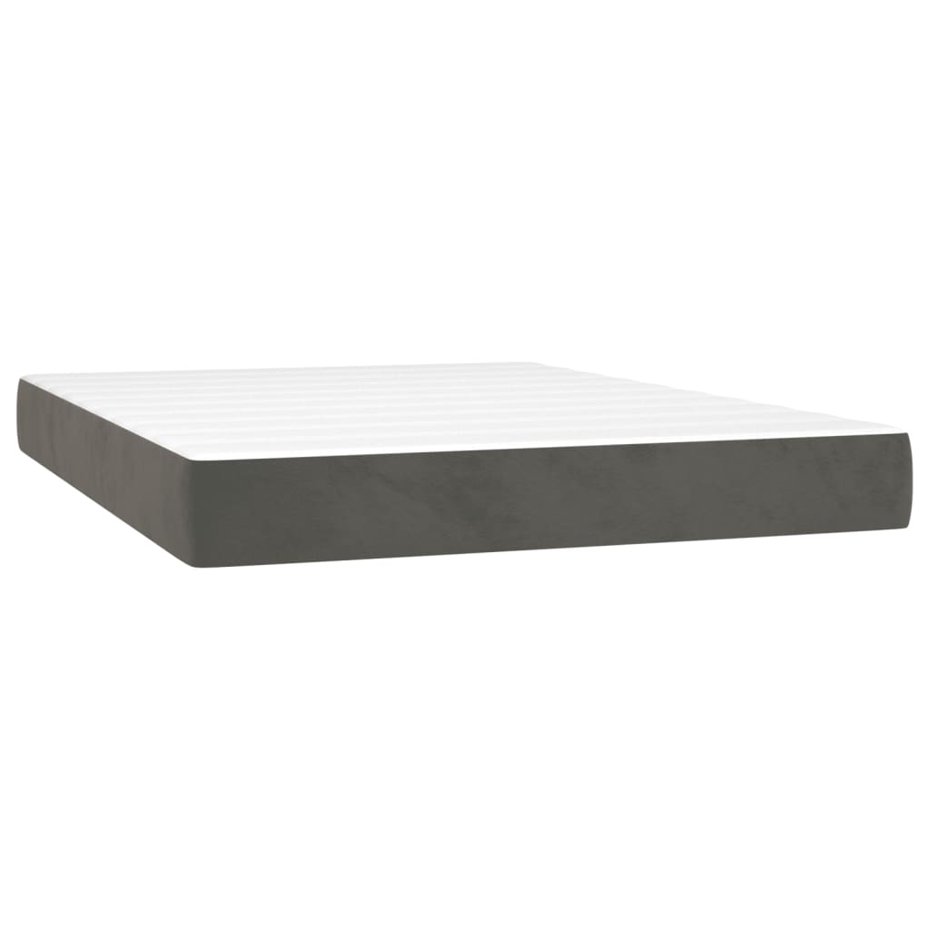 vidaXL Posteľný rám boxspring s matracom tmavosivý 140x200 cm zamat