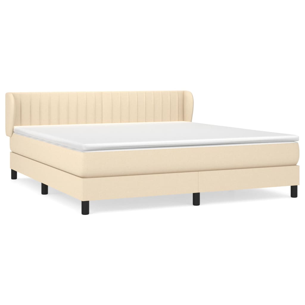 vidaXL Posteľný rám boxspring s matracom krémový 160x200 cm látka