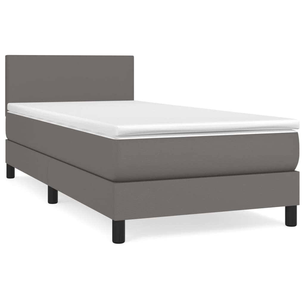 vidaXL Boxspring posteľ s matracom sivá 90x200 cm umelá koža