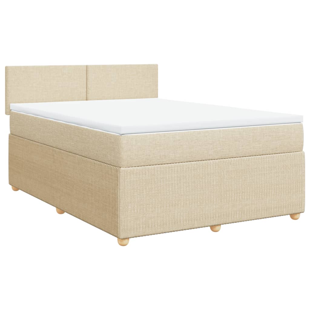 vidaXL Posteľný rám boxspring s matracom krémový 160x200 cm látka