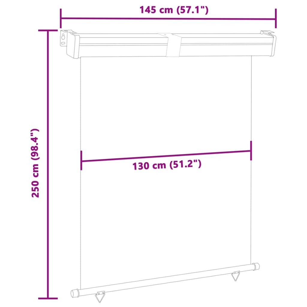 vidaXL Bočná markíza na balkón 140x250 cm, červená