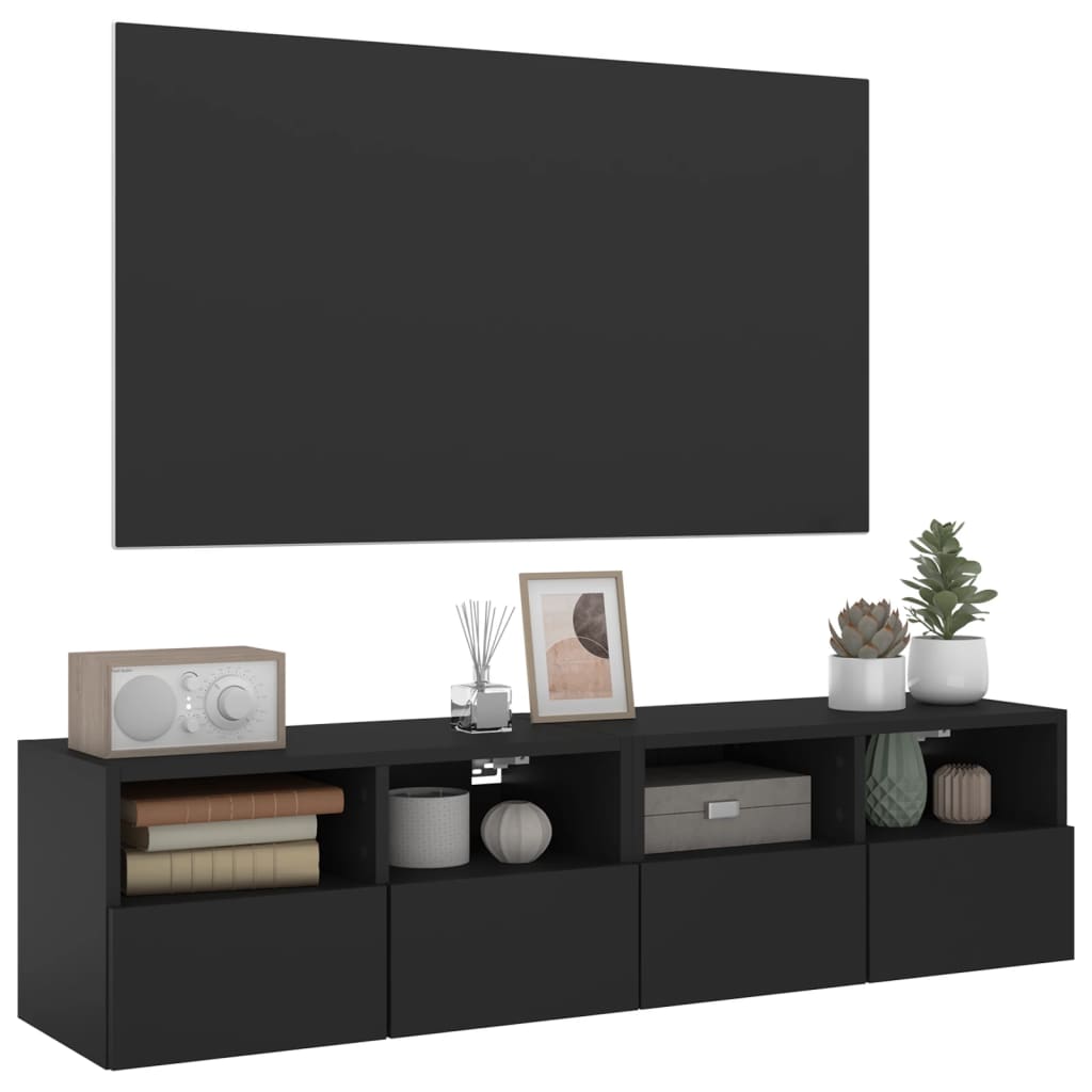 vidaXL TV nástenné skrinky 2 ks čierne 60x30x30 cm kompozitné drevo