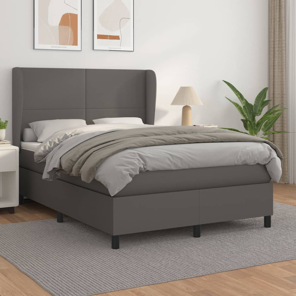 vidaXL Boxspring posteľ s matracom sivá 140x200 cm umelá koža