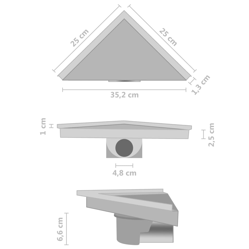 vidaXL Sprchový odtok s krytom 2 v 1 25x25 cm nehrdzavejúca oceľ