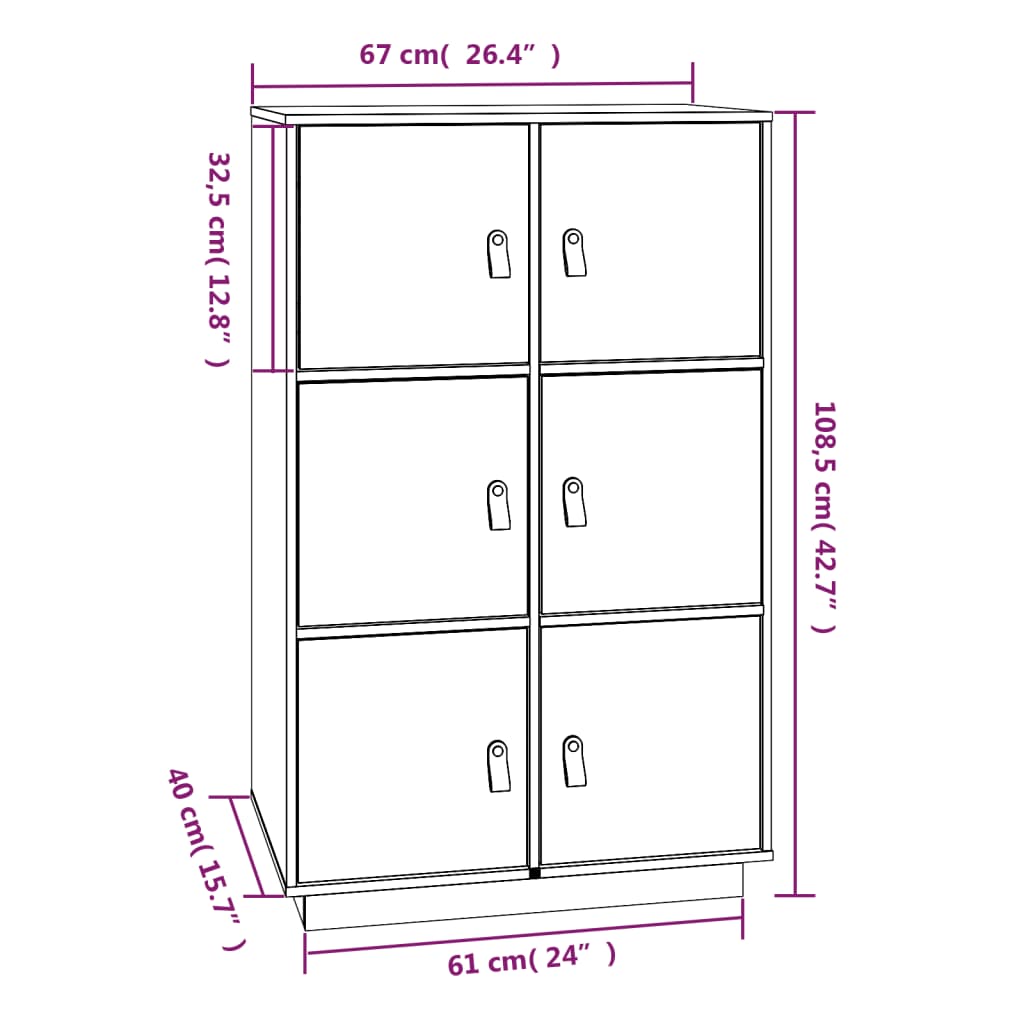 vidaXL Vysoká skrinka medovohnedá 67x40x108,5 cm masívna borovica