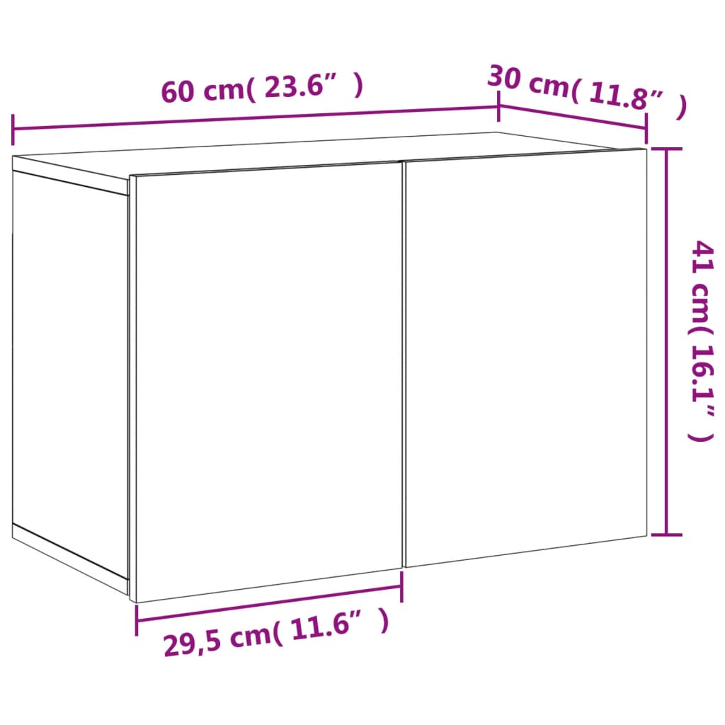 vidaXL TV skrinka nástenná dub sonoma 60x30x41 cm