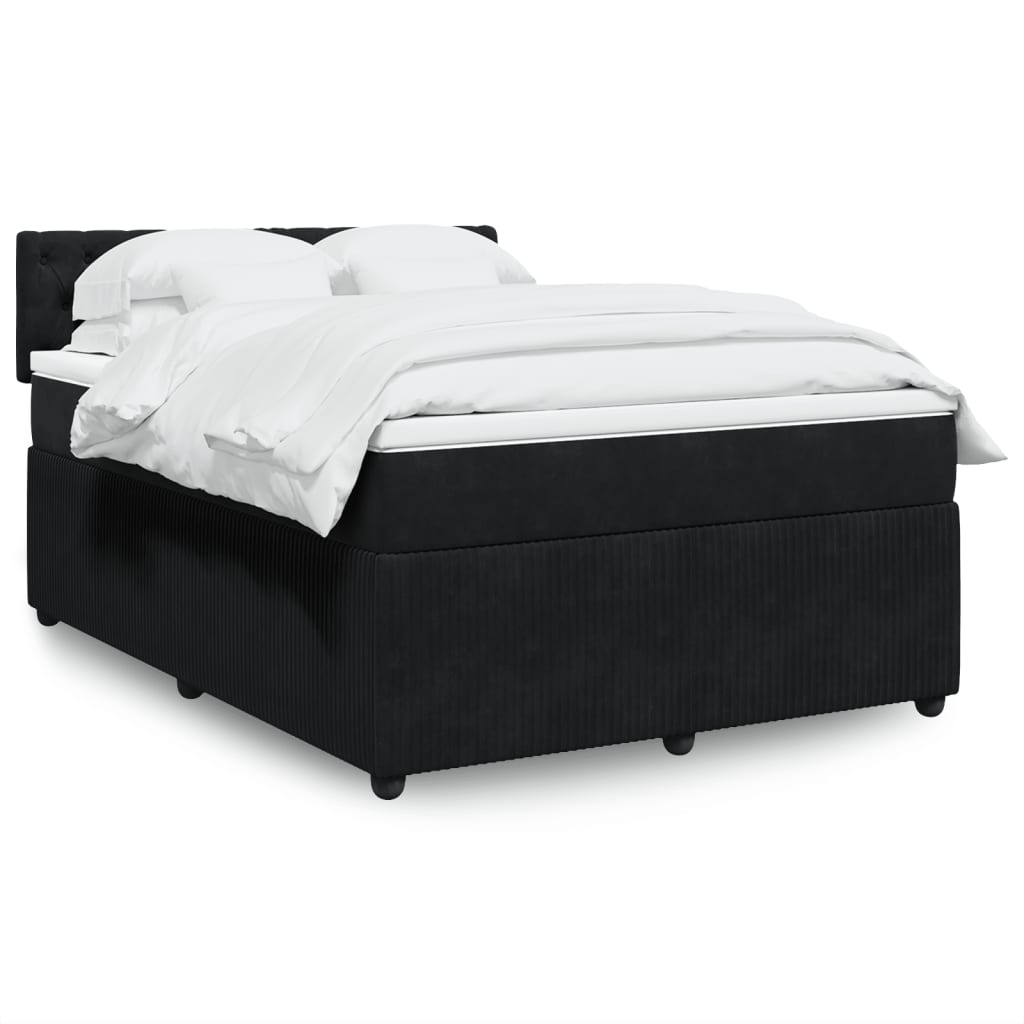 vidaXL Posteľný rám boxspring s matracom čierny 140x190 cm zamat