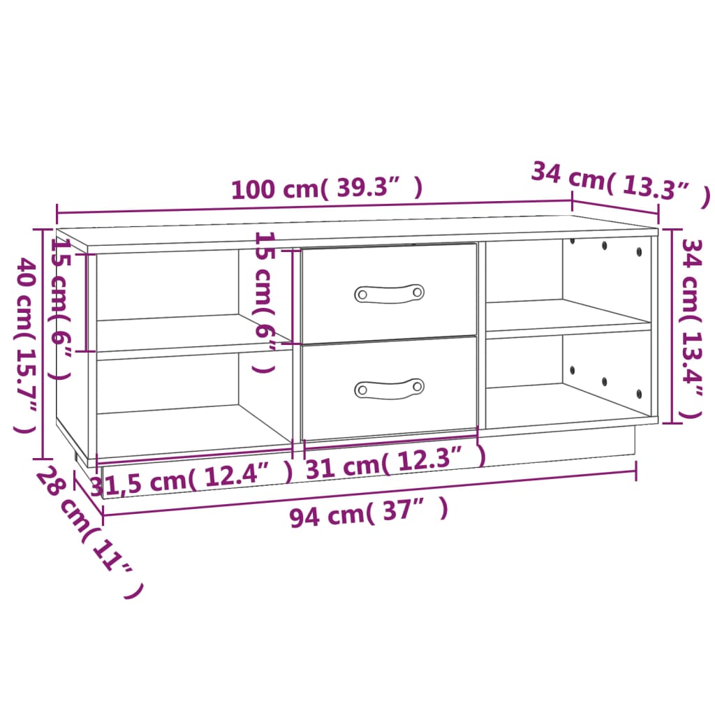 vidaXL TV skrinka sivá 100x34x40 cm borovicový masív