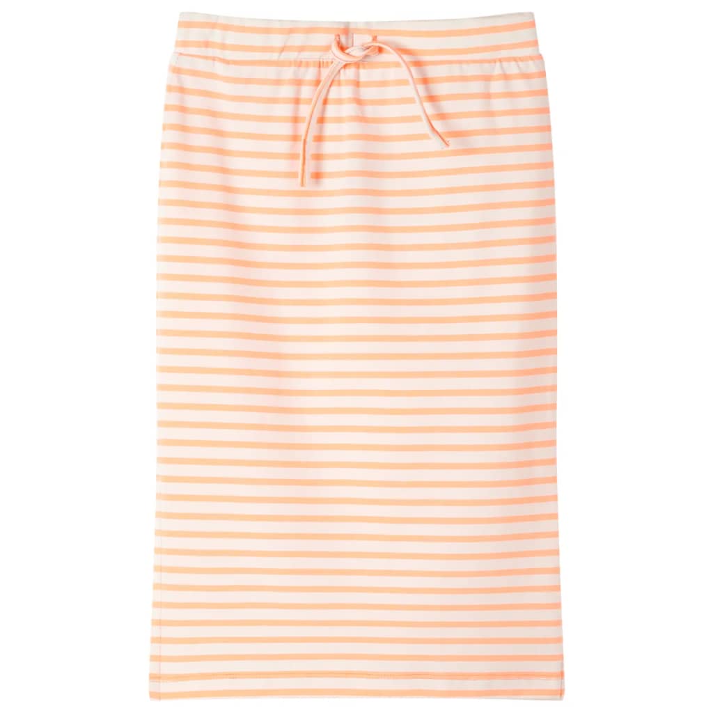 Detská rovná sukňa s pruhmi fluorescenčná oranžová 128