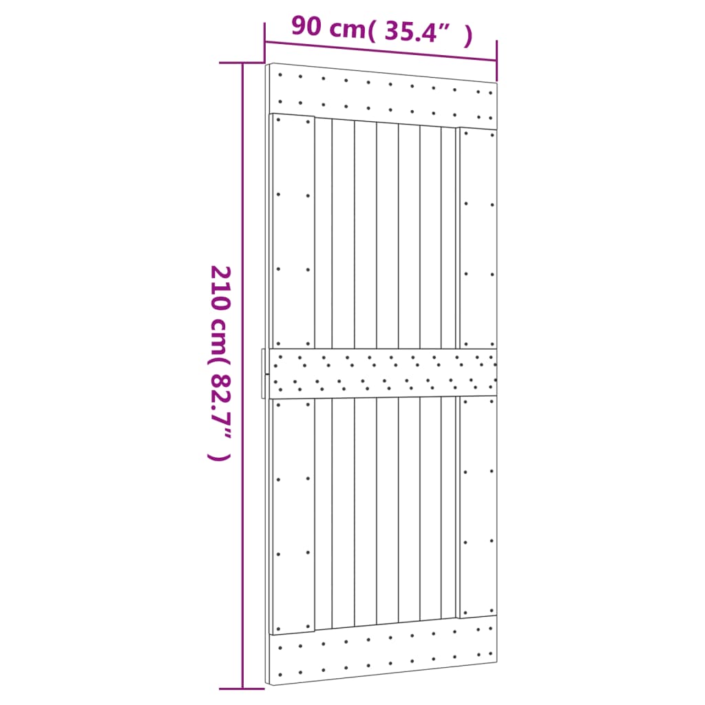 vidaXL Posuvné dvere so sadou kovania 90x210 cm borovicový masív