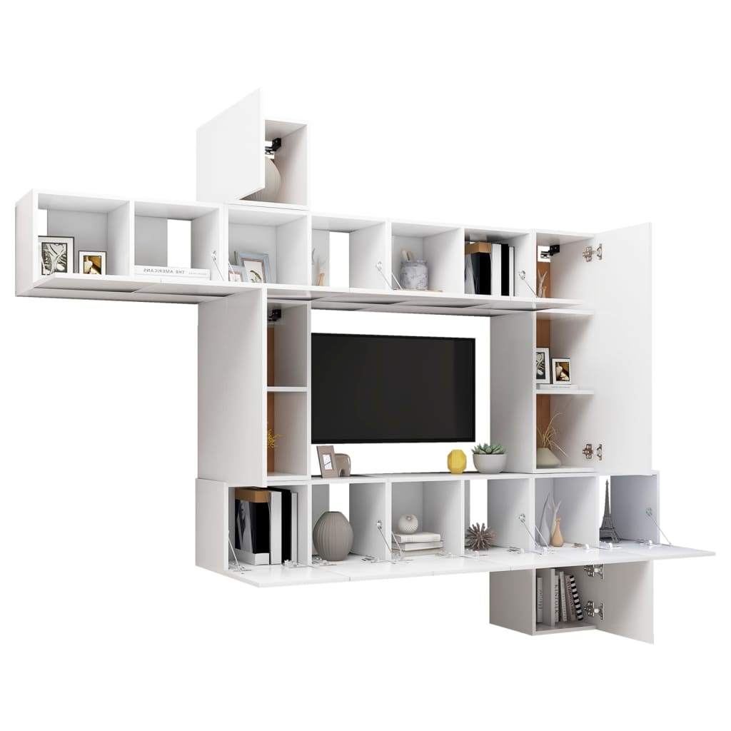vidaXL 10-dielna súprava TV skriniek, biela, kompozitné drevo