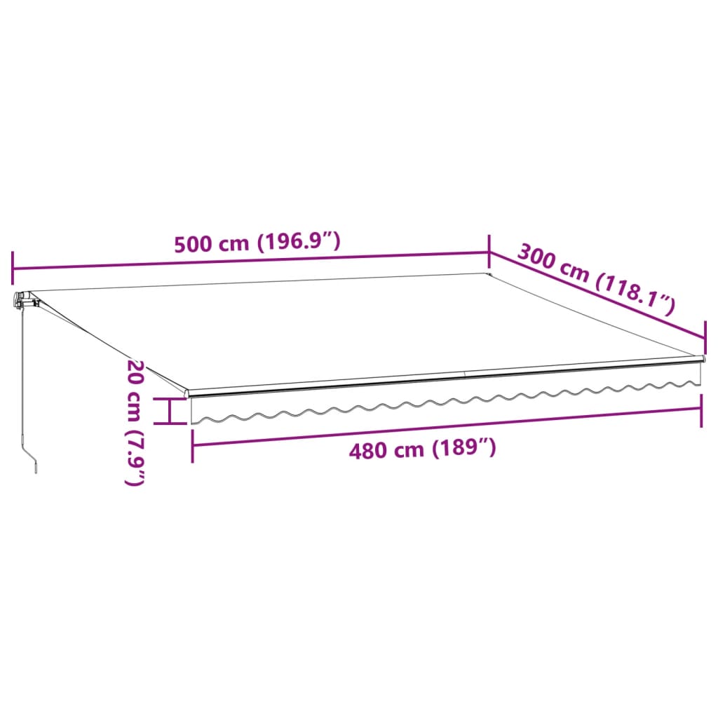 vidaXL Ručne zaťahovacia markíza antracit a biela 500x300 cm