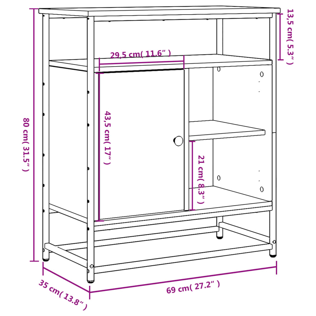 vidaXL Komoda dub sonoma 69x35x80 cm kompozitné drevo