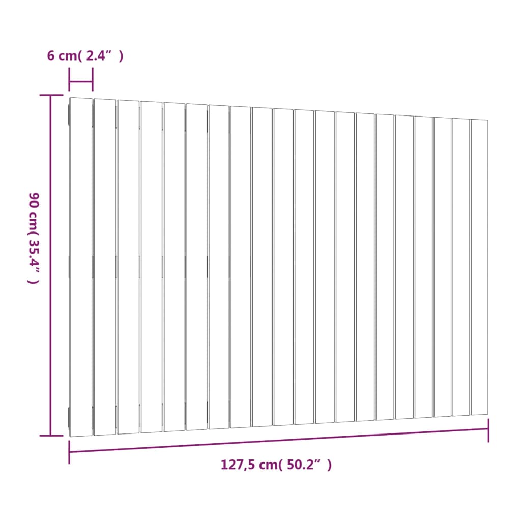 vidaXL Nástenné čelo postele čierne 127,5x3x60 cm masívna borovica