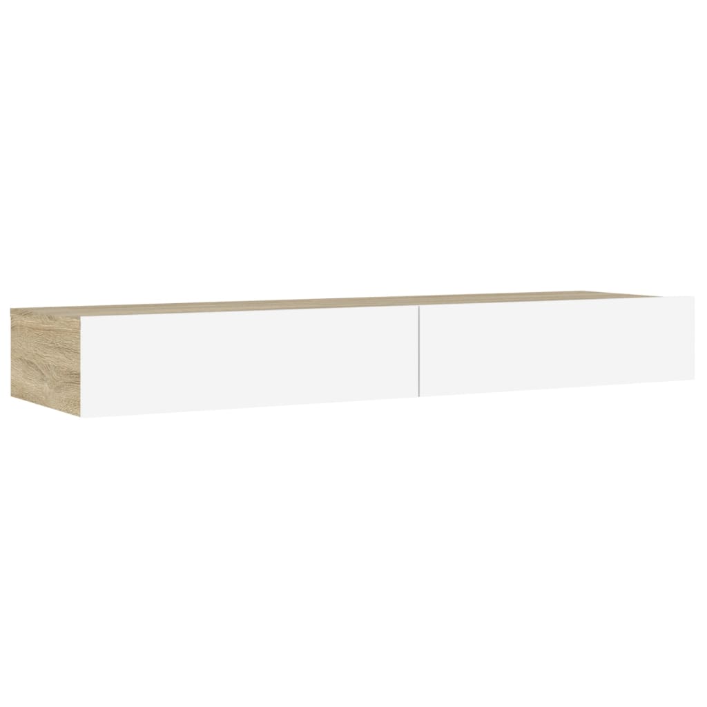 vidaXL TV skrinka s LED svetlami biela a dub sonoma 120x30x15,5 cm