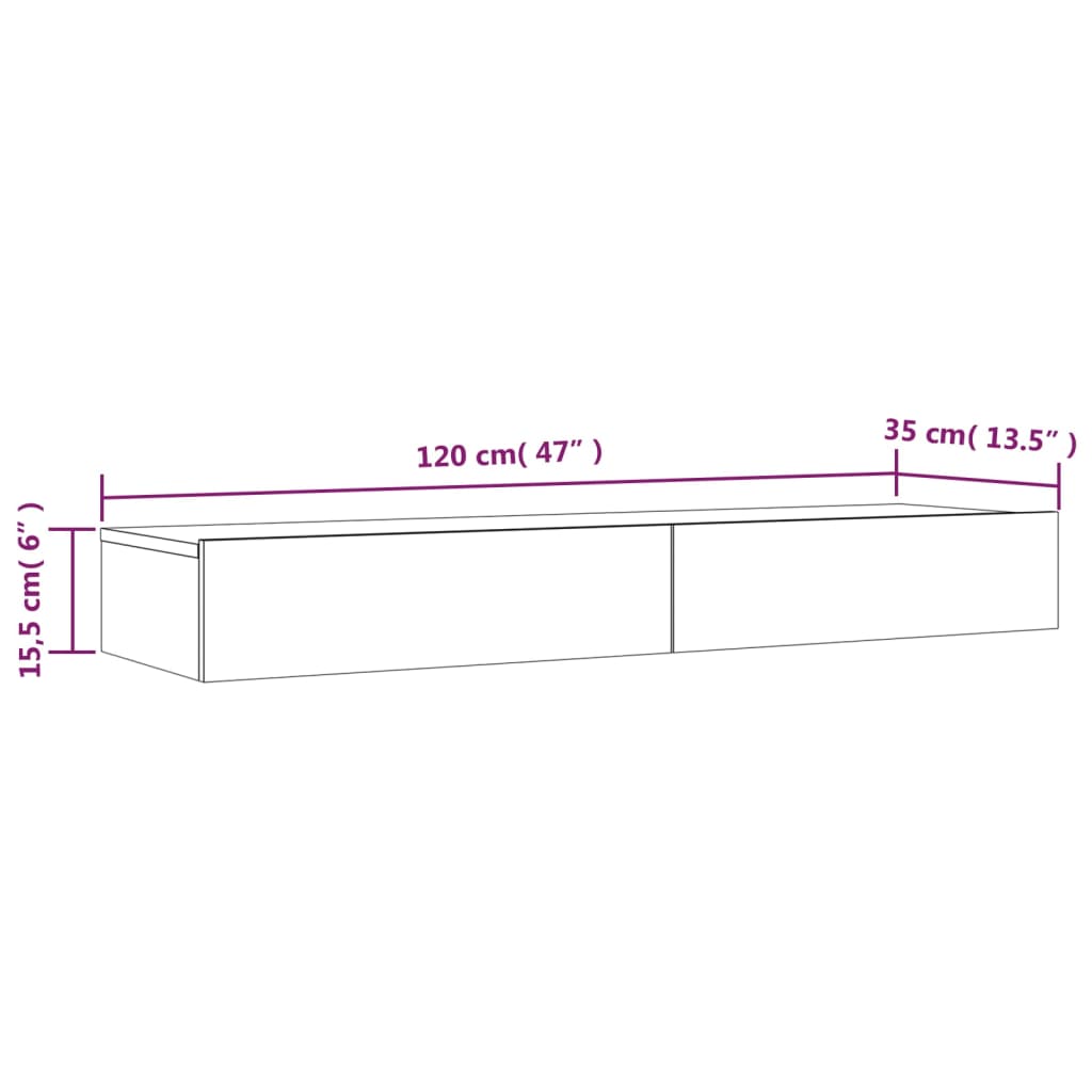 vidaXL TV skrinka s LED svetlami biela a dub sonoma 120x30x15,5 cm