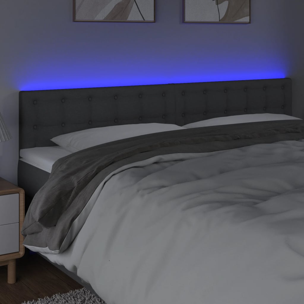 vidaXL Čelo postele s LED tmavosivé 180x5x78/88 cm látka