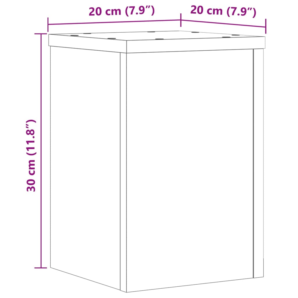 vidaXL Stojany na rastliny 2 ks dymový dub 20x20x30cm kompozitné drevo