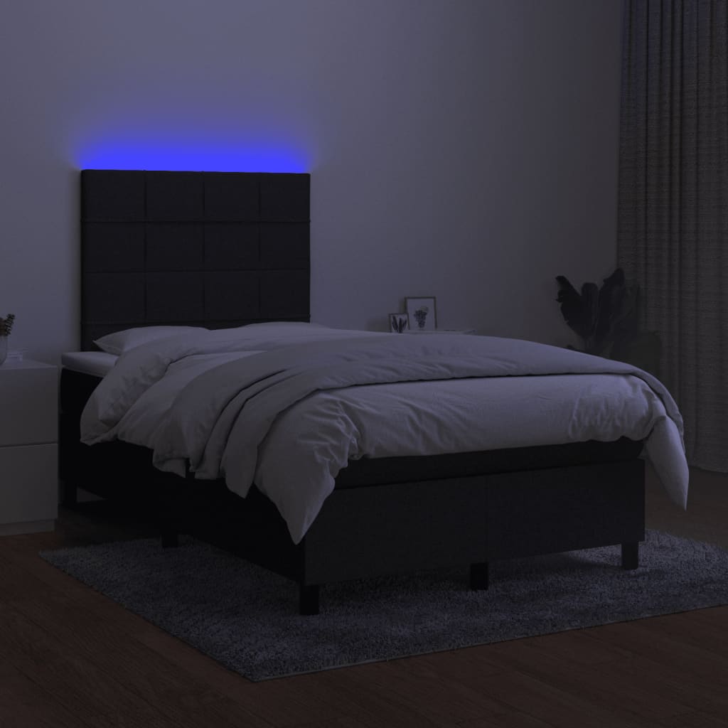 vidaXL Boxspring posteľ s matracom a LED, čierna 120x190 cm, látka