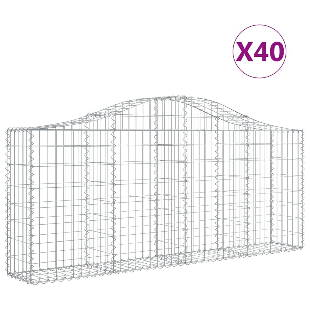 vidaXL Oblúkové gabionové koše 40ks 200x30x80/100cm pozinkované železo