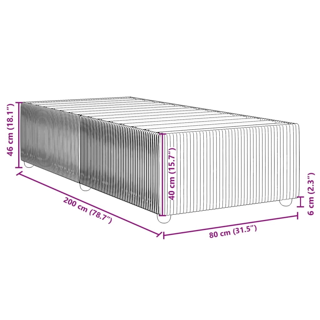 vidaXL Posteľný rám tmavosivý 80x200 cm zamat