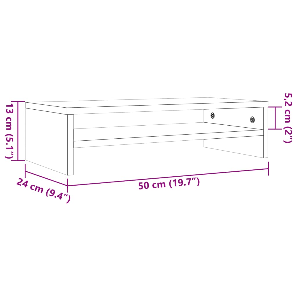 vidaXL Stojan na monitor voskovo-hnedý 50x24x13 cm masívna borovica