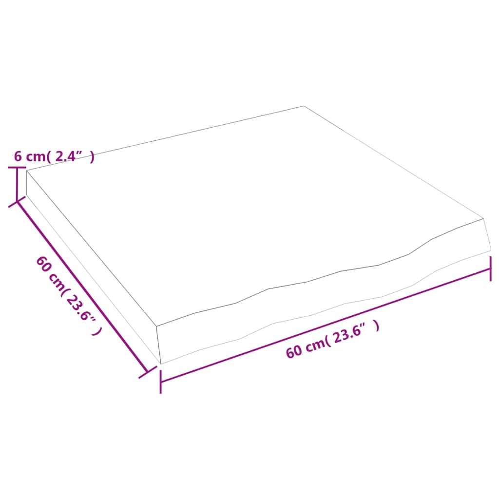 vidaXL Stolová doska bledohnedá 60x60x(2-6) cm ošetrený masívny dub