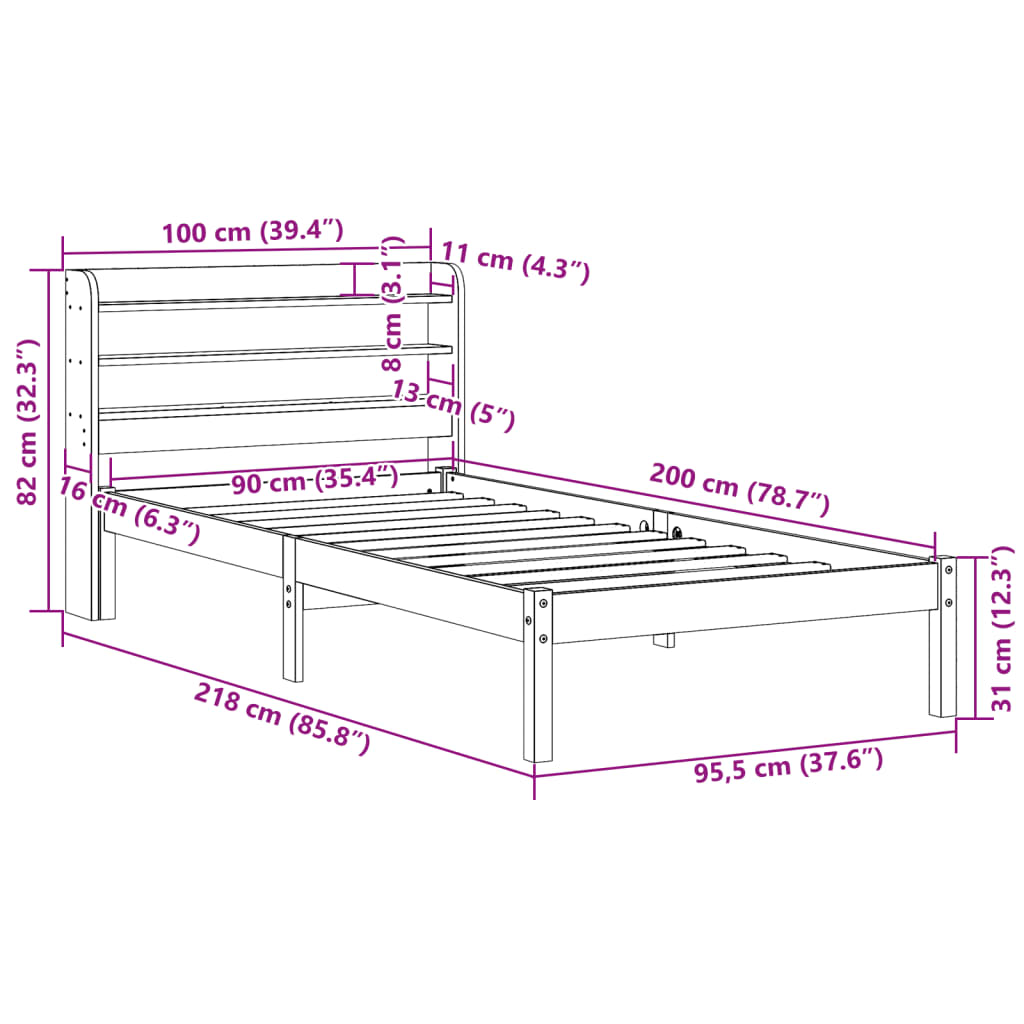 vidaXL Posteľ bez matraca biely 150x200 cm masívna borovica