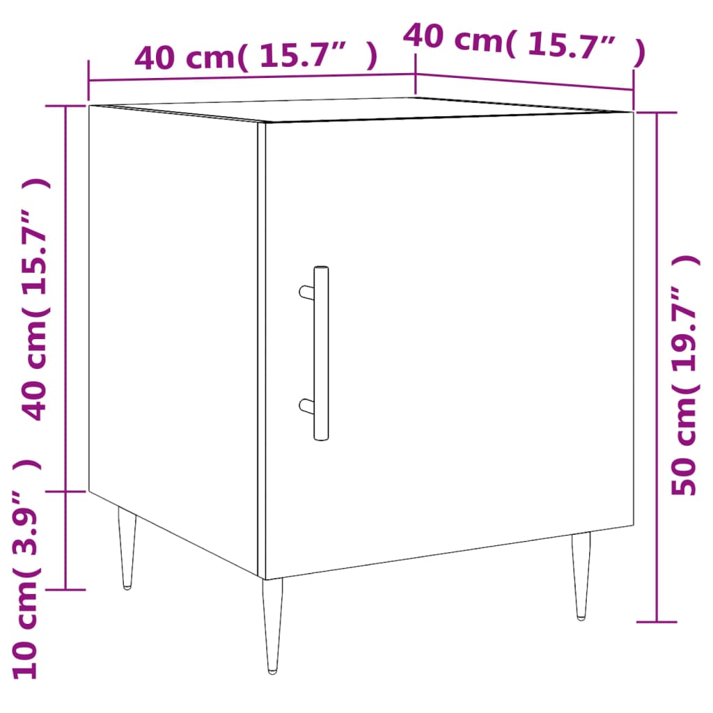 vidaXL Nočné stolíky 2 ks dub sonoma 40x40x50 cm kompozitné drevo