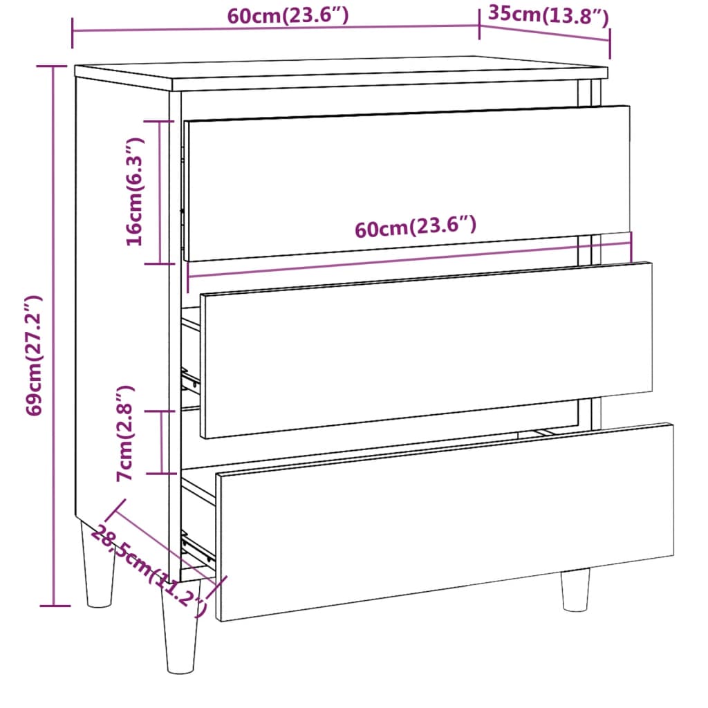 vidaXL Komoda hnedý dub 60x35x69 cm spracované drevo