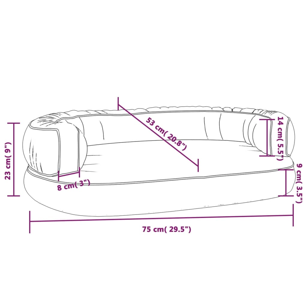 vidaXL Ergonomický penový matrac pre psa sivý 75x53 cm umelá koža