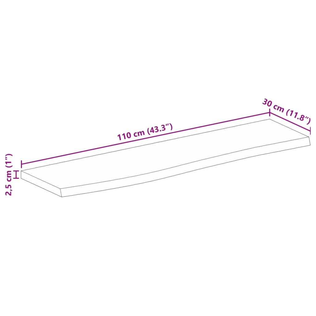 vidaXL Stolová doska 110x30x2,5 cm živý okraj masívny mangovník