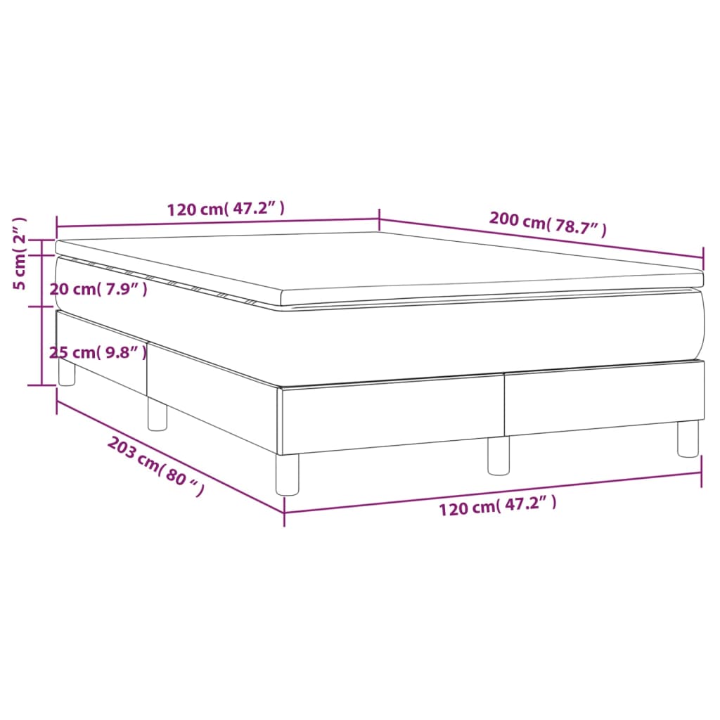 vidaXL Posteľný rám boxsping s matracom tmavozelený 120x200 cm zamat