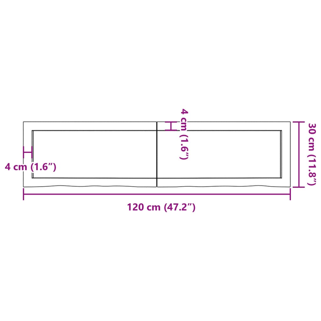 vidaXL Kúpeľňová doska tmavohnedá 120x30x(2-4) cm ošetrený masív