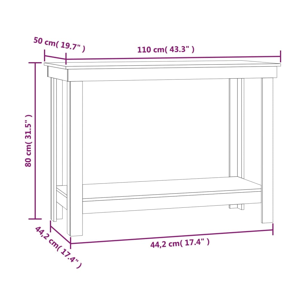 vidaXL Pracovná lavica medová 110x50x80 cm masívna borovica