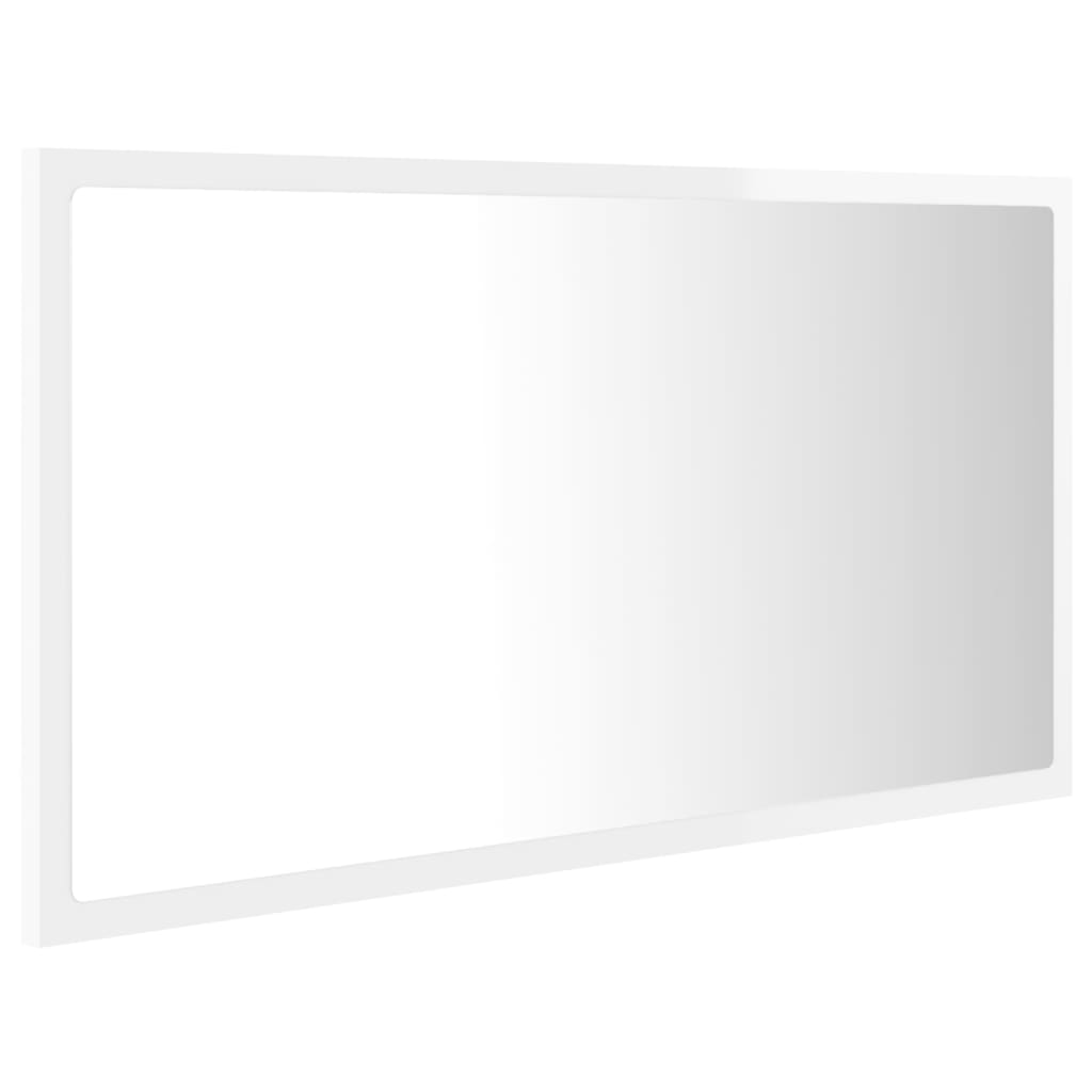 vidaXL Kúpeľňové zrkadlo s LED, lesklé biele 80x8,5x37cm, akryl