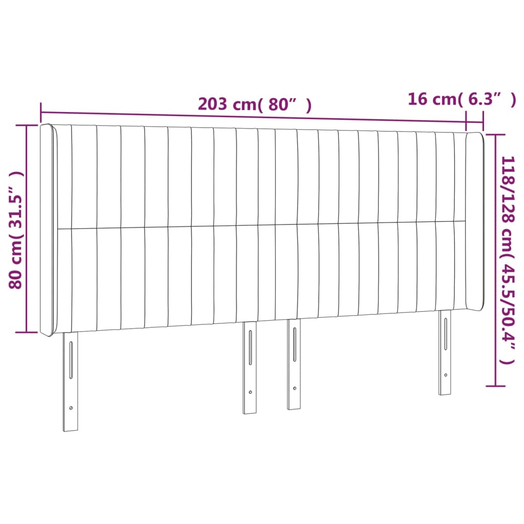 vidaXL Čelo postele so záhybmi bledosivé 203x16x118/128 cm zamat