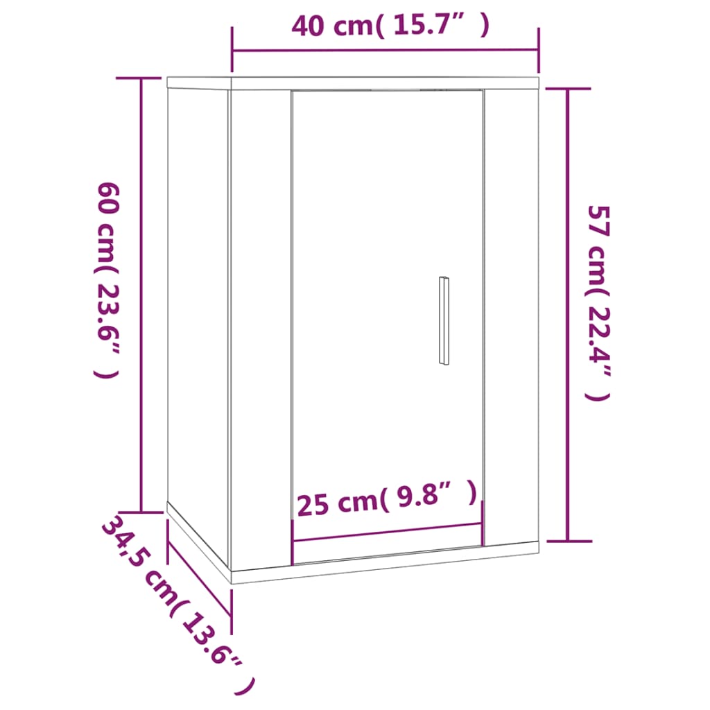 vidaXL Nástenné TV skrinky 2 ks čierne 40x34,5x60 cm