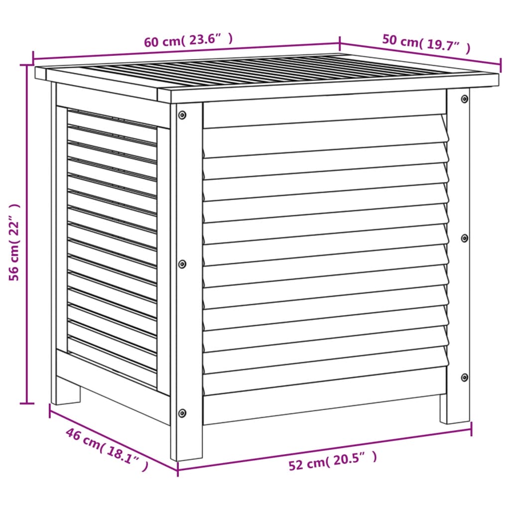 vidaXL Záhradný úložný box s mriežkami 60x50x56 cm masívna akácia