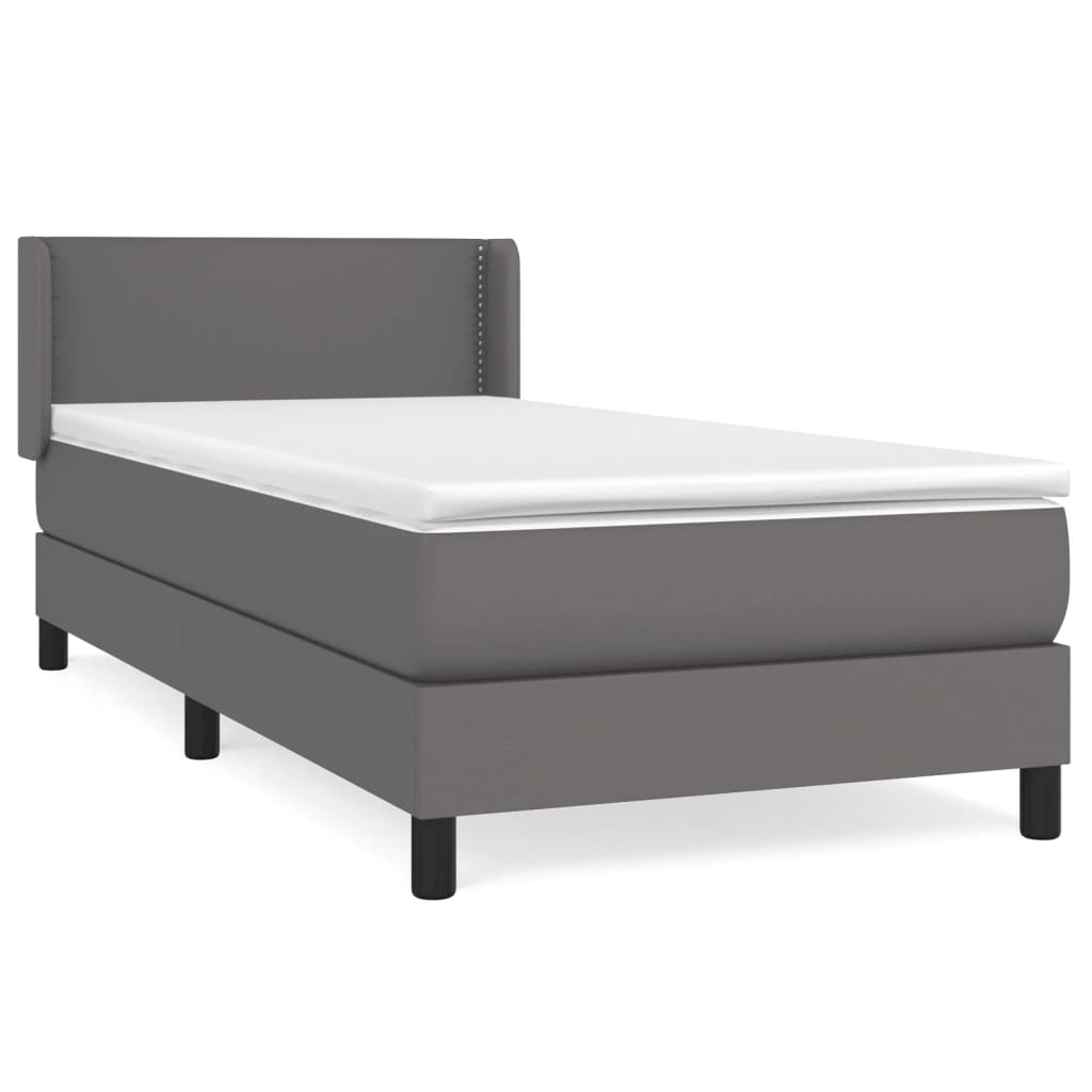 vidaXL Boxspring posteľ s matracom sivá 90x200 cm umelá koža