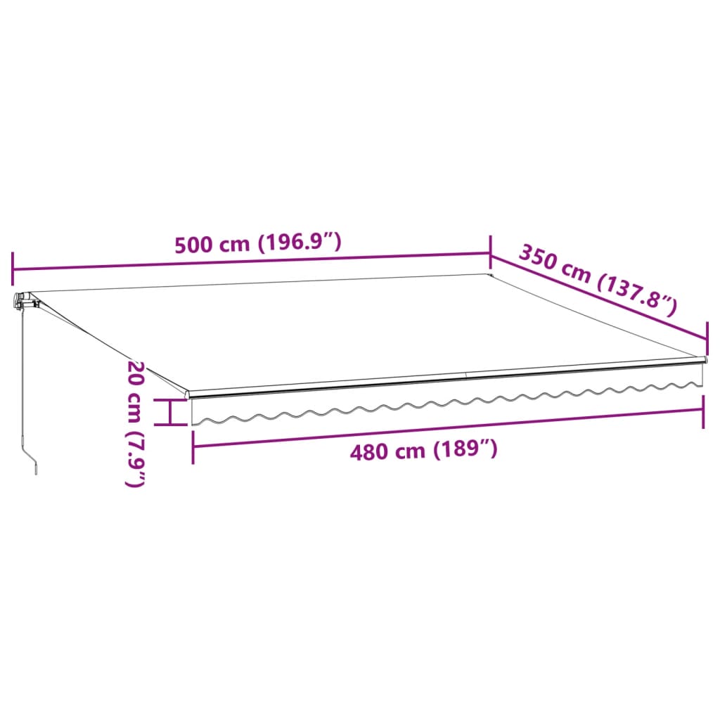 vidaXL Ručne zaťahovacia markíza hnedá 500x350 cm