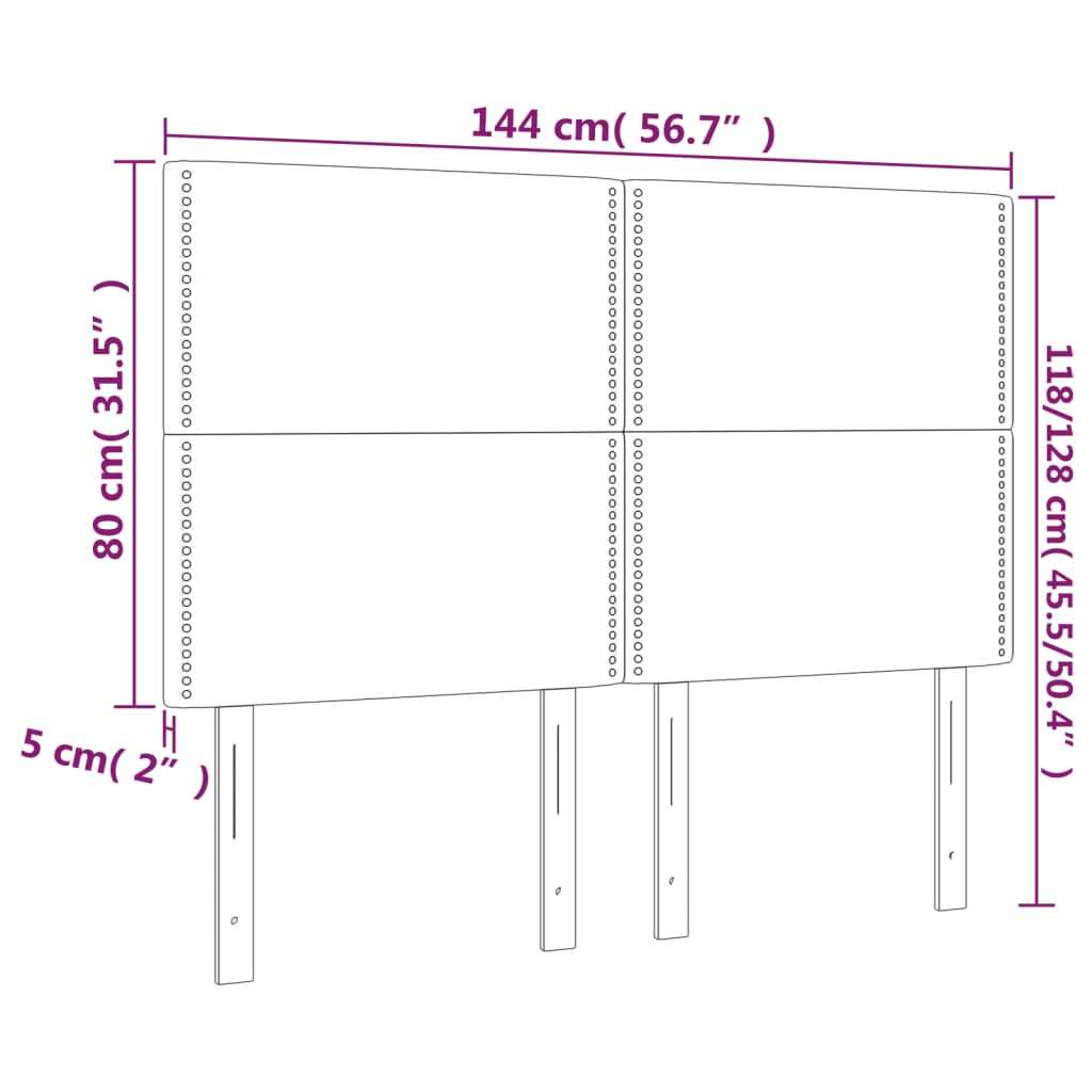 vidaXL Čelá postele 4 ks tmavosivé 72x5x78/88 cm zamat