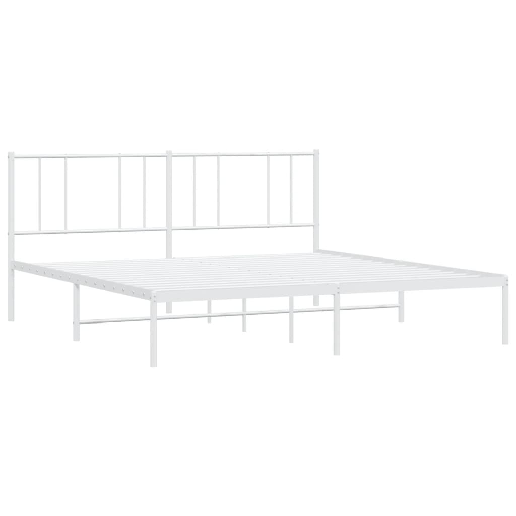 vidaXL Kovový rám postele s čelom biely 180x200 cm