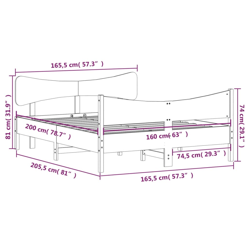 vidaXL Posteľ bez matraca biela 160x200 cm masívna borovica