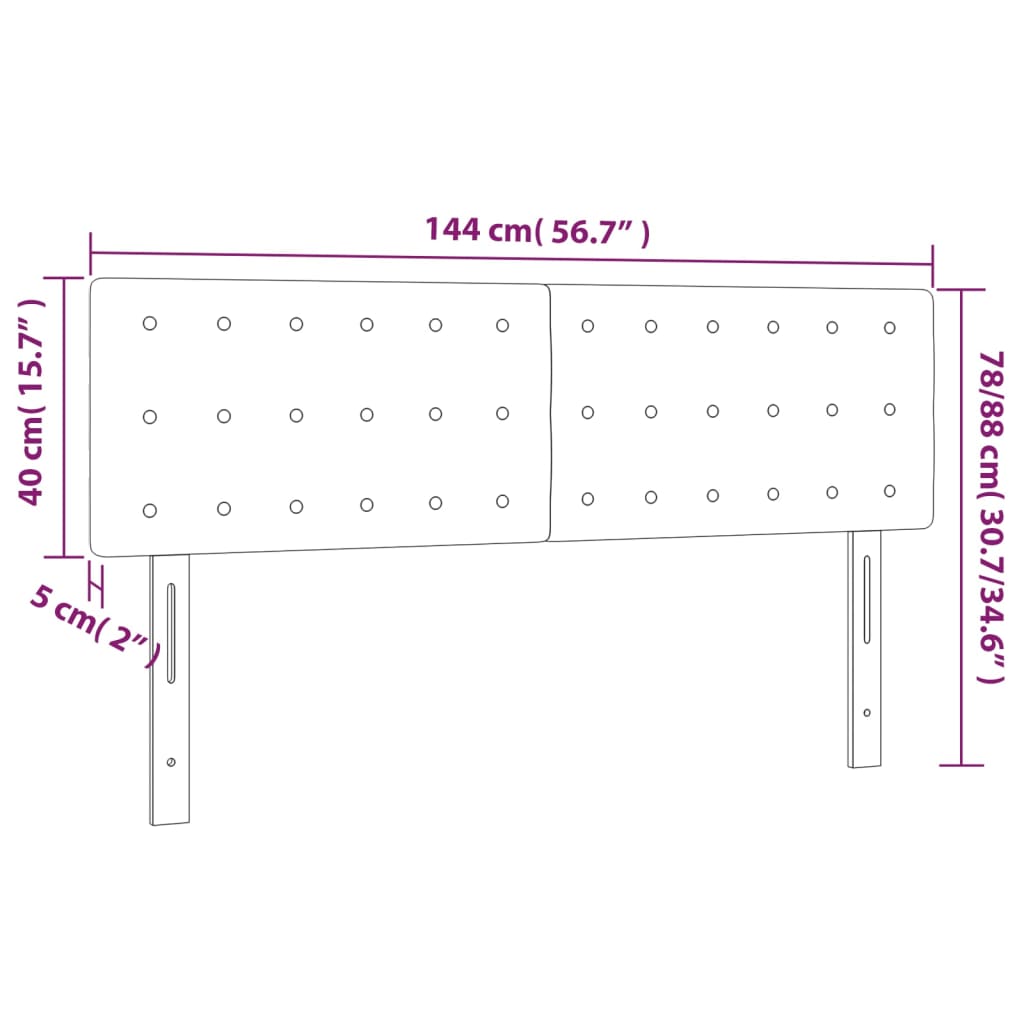 vidaXL Čelo postele s LED čierne 144x5x78/88 cm látka