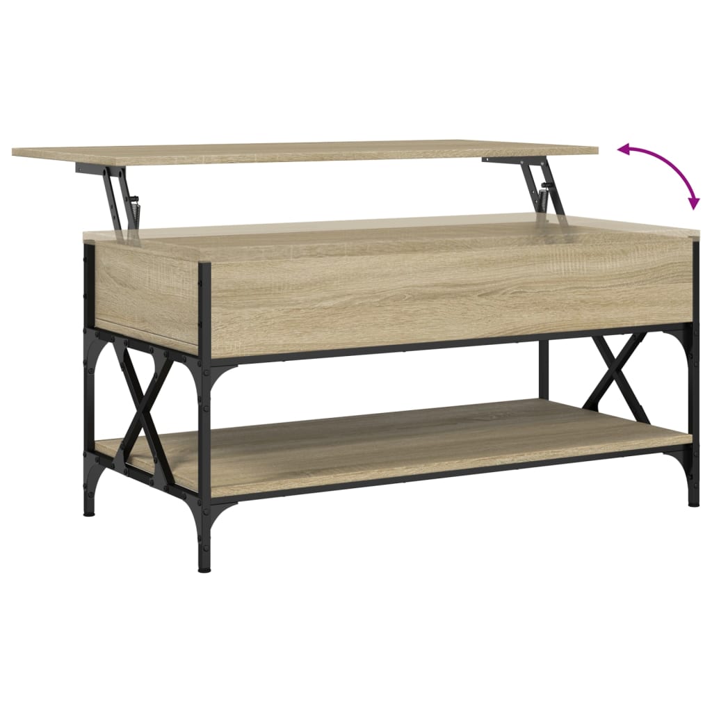 vidaXL Konferenčný stolík dub sonoma 100x50x50 cm kompozit.drevo a kov