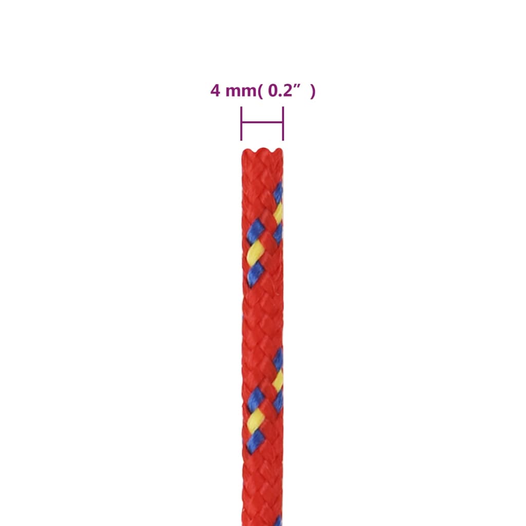 vidaXL Lodné lano červené 4 mm 250 m polypropylén