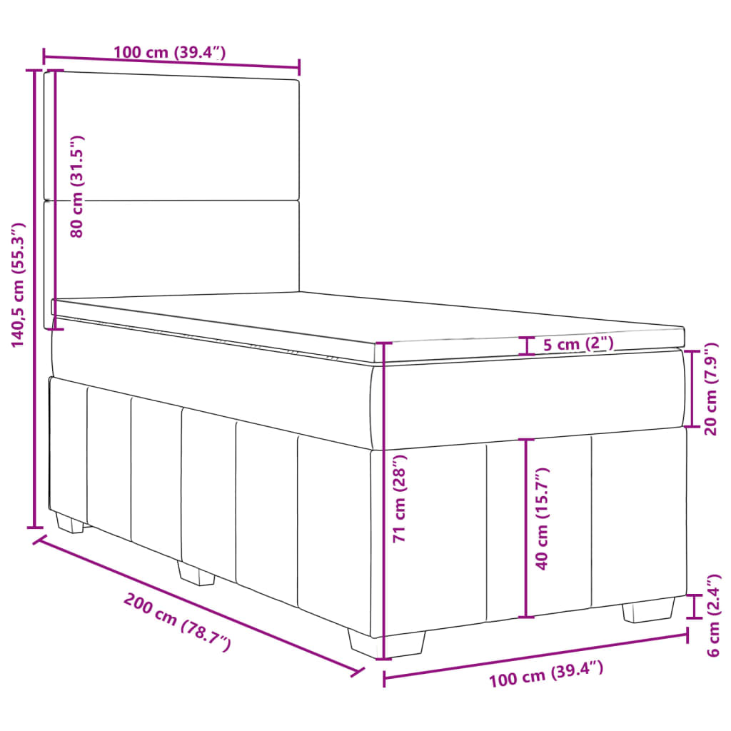 vidaXL Boxspring posteľ s matracom krémová 100x200 cm látka