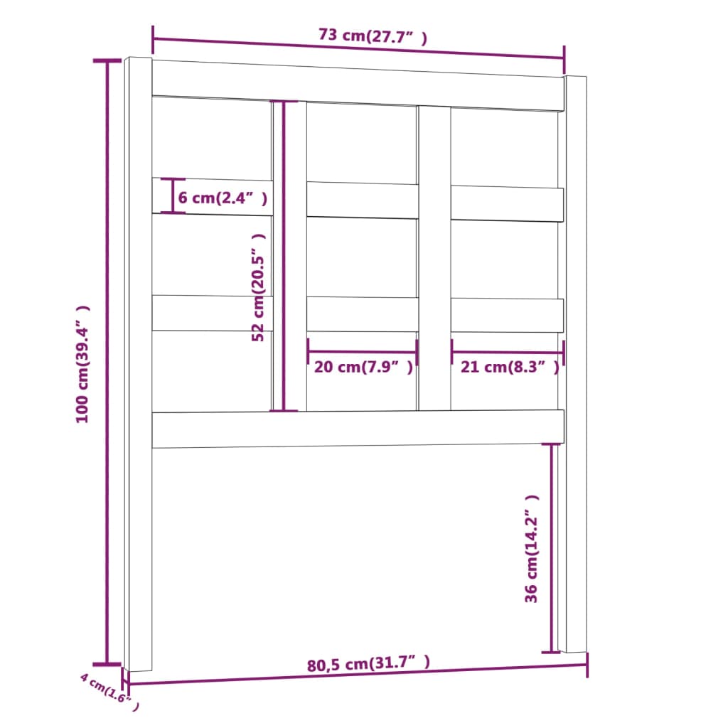 vidaXL Čelo postele sivé 80,5x4x100 cm masívna borovica