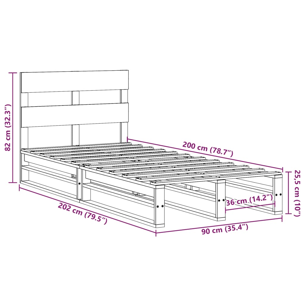 vidaXL Posteľ bez matraca biely 150x200 cm masívna borovica